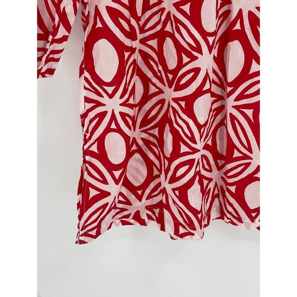 Talbots Tunic V Neck Beach Coverup Top Women Size Medium Red White Blue July 4th - Picture 7 of 12